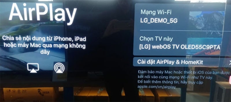 Kiểm tra xem iPhone đã được kết nối với tivi LG qua cùng một mạng wifi chưa