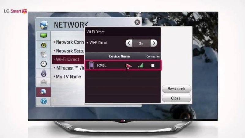 Cách kết nối điện thoại với tivi LG bằng tính năng WiFi Direct