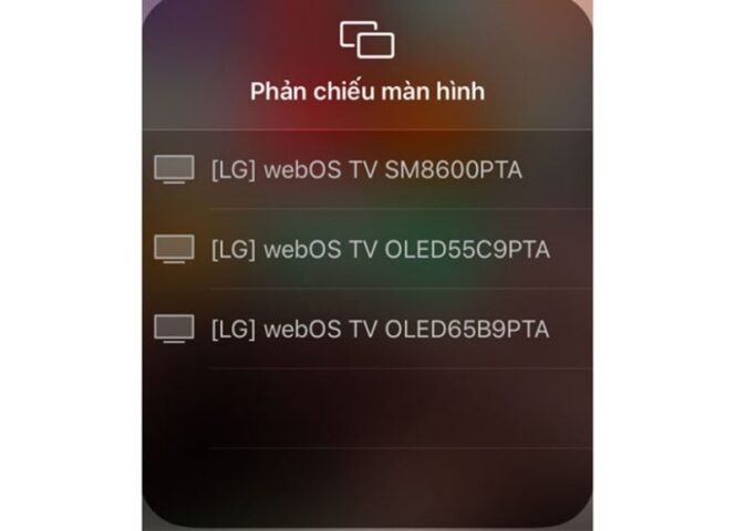 Nhấn vào tivi LG muốn kết nối với điện thoại iPhone