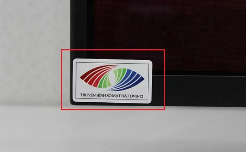 Nhãn dán “Truyền hình số mặt đất DVB-T2” trên tivi LG