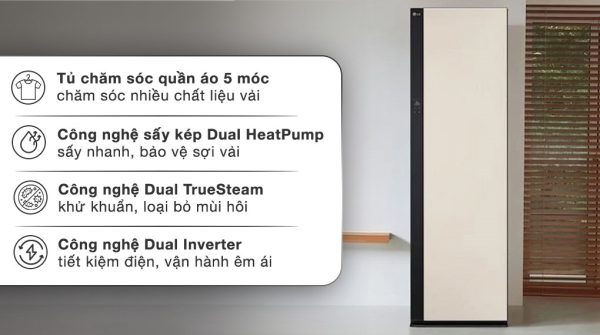Tủ chăm sóc quần áo 5 móc SC5MBR80H thông minh LG Styler Inverter