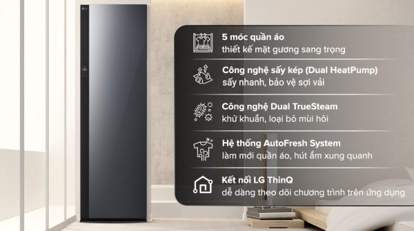 Tủ chăm sóc quần áo 5 móc SC5GMR80H thông minh LG Styler Inverter