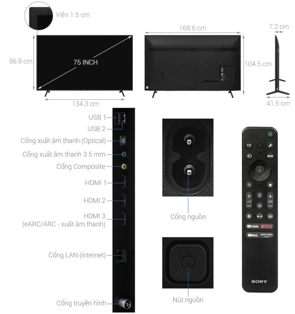 Google Tivi Sony 4K 75 inch KD-75X77L