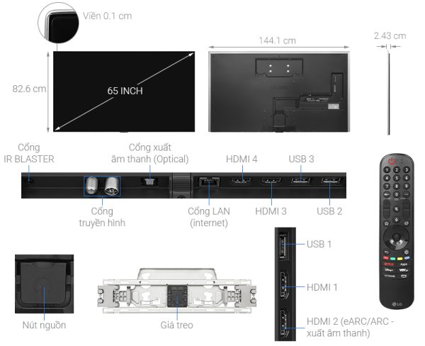 Smart Tivi OLED LG AI 4K 65 inch 65G4PSA