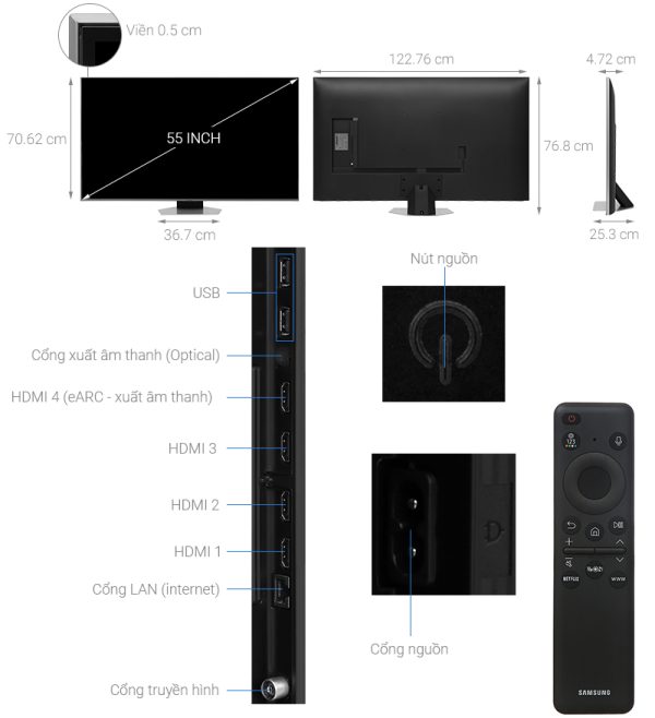 Smart Tivi QLED Samsung AI 4K 55 inch QA55Q80D
