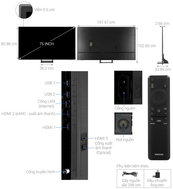 Smart Tivi QLED Samsung 4K 75 inch QA75Q60D
