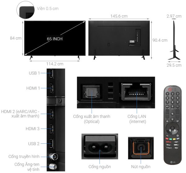 Smart Tivi QNED LG AI 4K 65 inch 65QNED80TSA