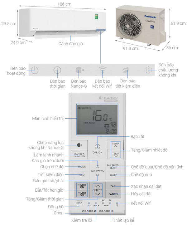 Máy lạnh Panasonic Inverter 2 HP CU/CS-XU18BKH-8