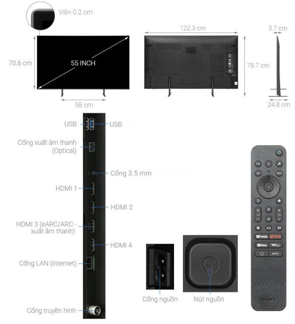 Google Tivi OLED Sony AI 4K 55 inch K-55XR80