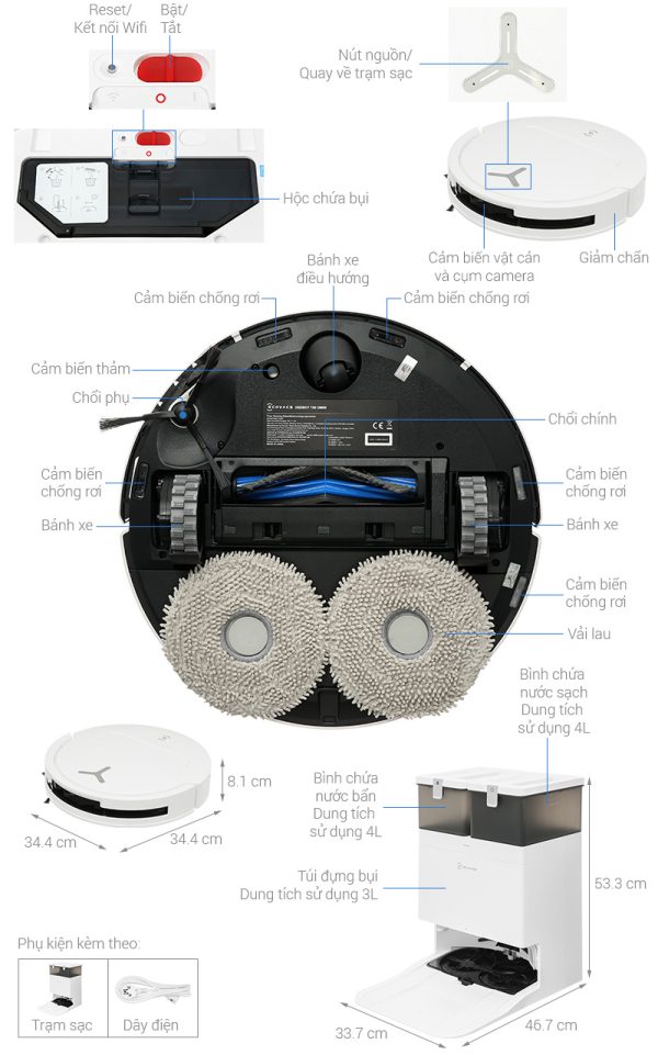Robot hút bụi lau nhà Ecovacs Deebot T50 OMNI
