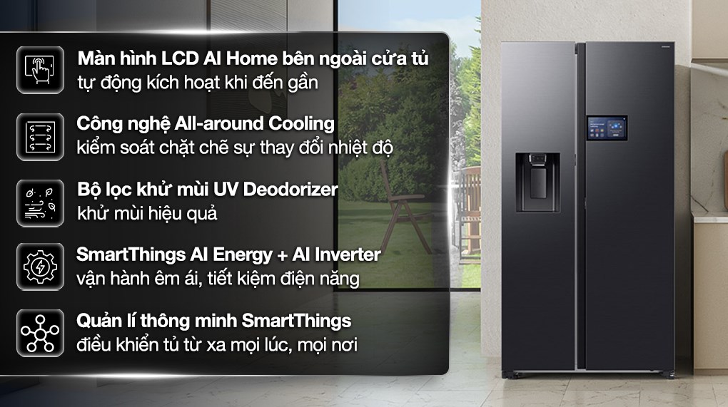 Samsung Inverter 615 lít Side By Side AI Home RS90F65D2FSV