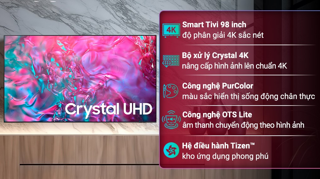 Tivi Crystal UHD Samsung 4K 98 inch UA98DU9000