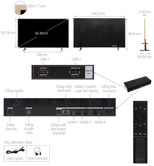 Khung Tranh The Frame QLED Samsung AI 4K 65 inch QA65LS03B