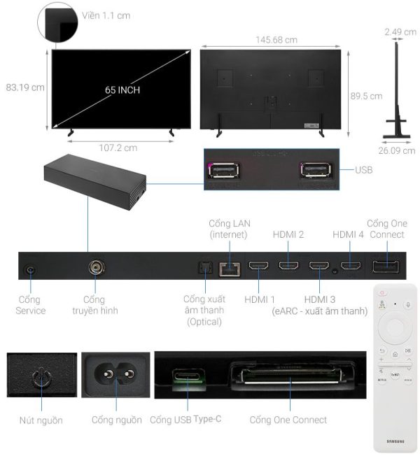 Khung Tranh The Frame QLED Samsung AI 4K 65 inch QA65LS03D